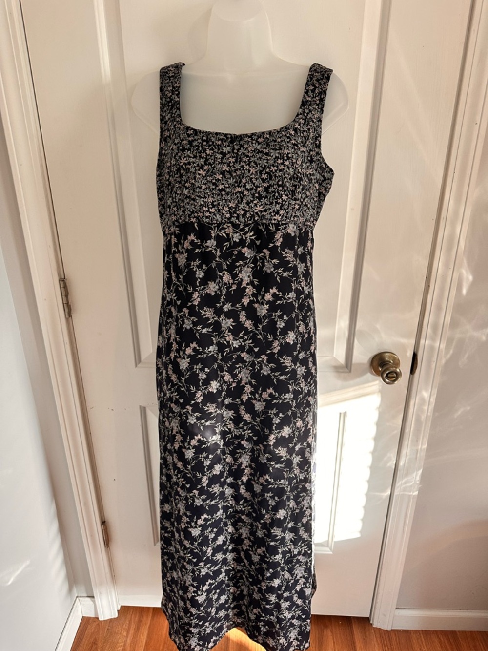 City Triangles Black Floral Maxi Dress with White and Pale Pink Accents